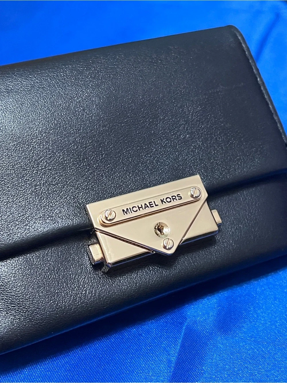 Michael Kors Black Leather Wallet with Gold Lock